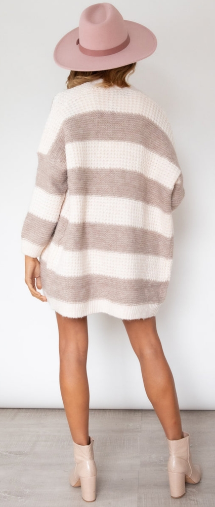 EBBY & I Wool blend Cosy Pastel Stripe Knit Cardi Winter Cardigan NWT - Picture 4 of 16